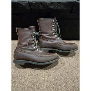 VTG Field & Stream Leather Hunting Boots Mens Brown Moc Toe Lace Up Outdoor
